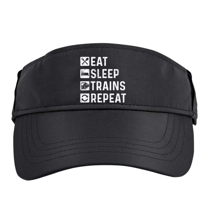 Eat Sleep Trains Repeat Railroad Railway Locomotive Driver Adult Drive Performance Visor