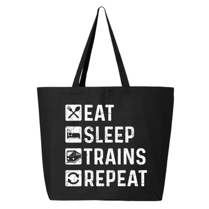 Eat Sleep Trains Repeat Railroad Railway Locomotive Driver 25L Jumbo Tote