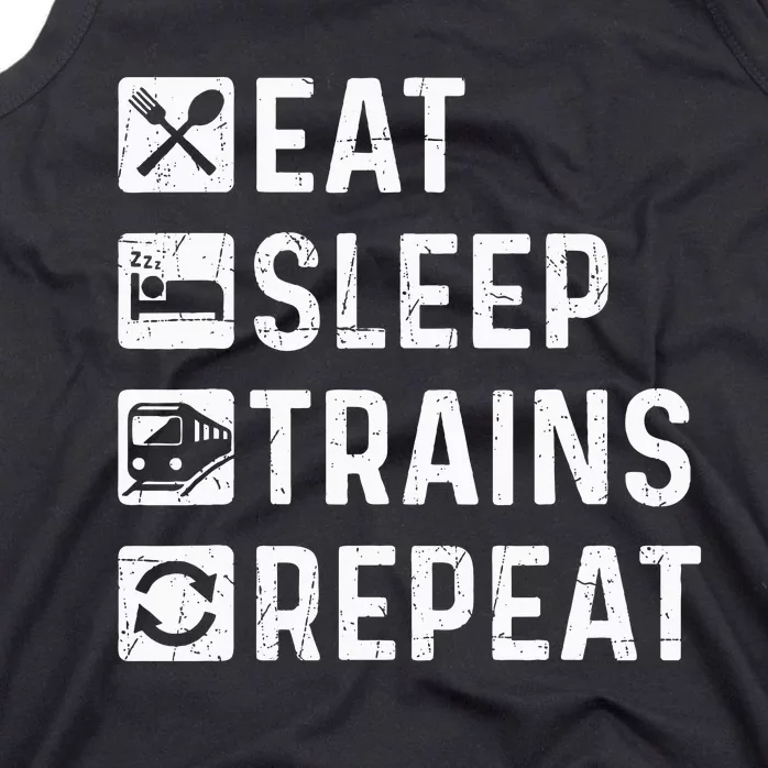 Eat Sleep Trains Repeat Railroad Railway Locomotive Driver Tank Top