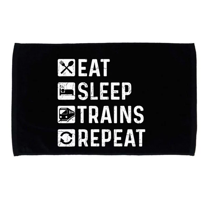 Eat Sleep Trains Repeat Railroad Railway Locomotive Driver Microfiber Hand Towel