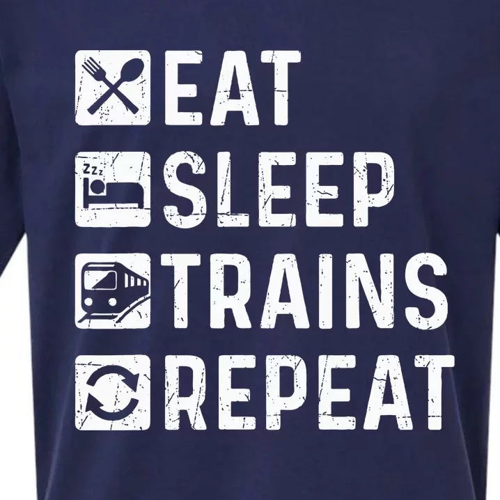 Eat Sleep Trains Repeat Railroad Railway Locomotive Driver Sueded Cloud Jersey T-Shirt