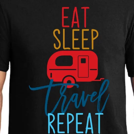 Eat Sleep Travel Repeat Travel Lover Humor Quote Design Gift Pajama Set