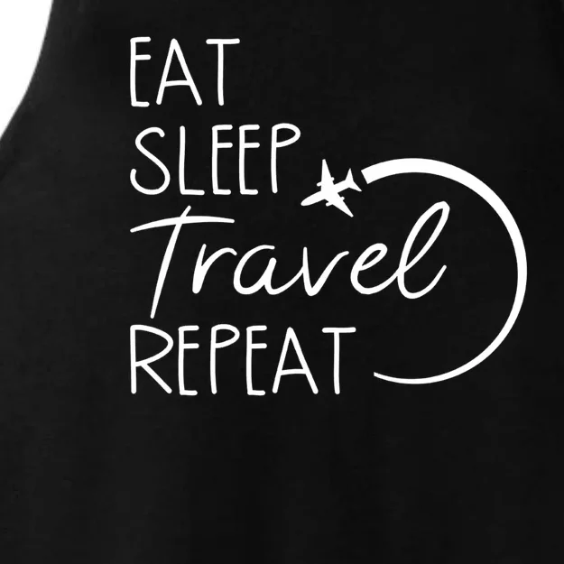 Eat Sleep Travel Repeat Vacation Ladies Tri-Blend Wicking Tank