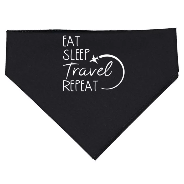 Eat Sleep Travel Repeat Vacation USA-Made Doggie Bandana