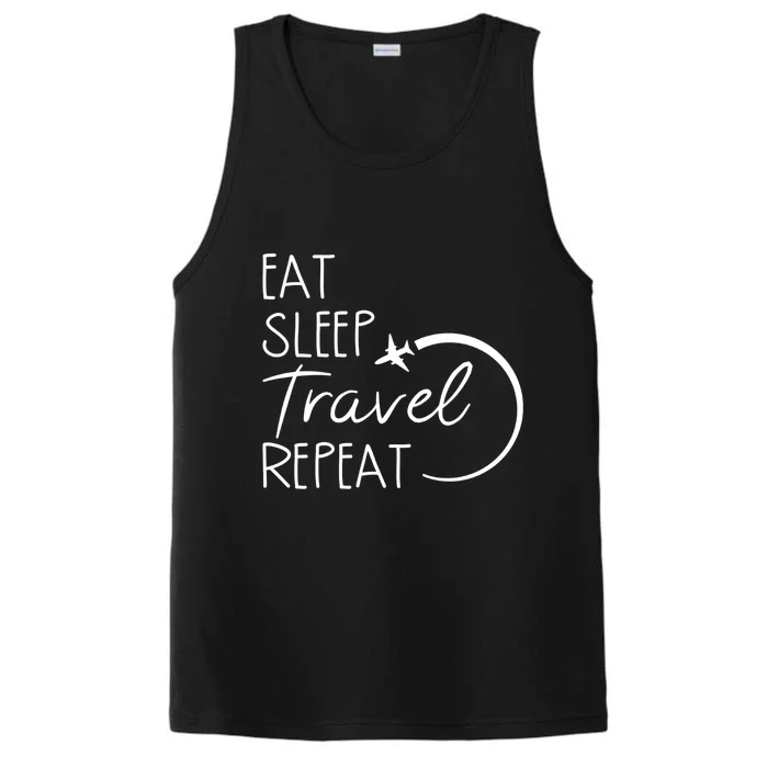 Eat Sleep Travel Repeat Vacation Performance Tank