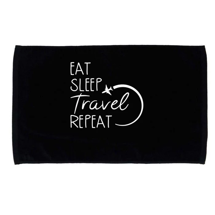 Eat Sleep Travel Repeat Vacation Microfiber Hand Towel