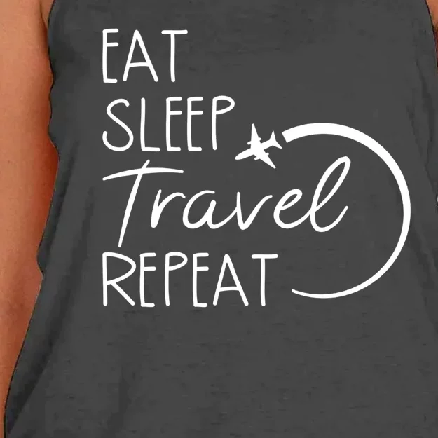 Eat Sleep Travel Repeat Vacation Women's Knotted Racerback Tank