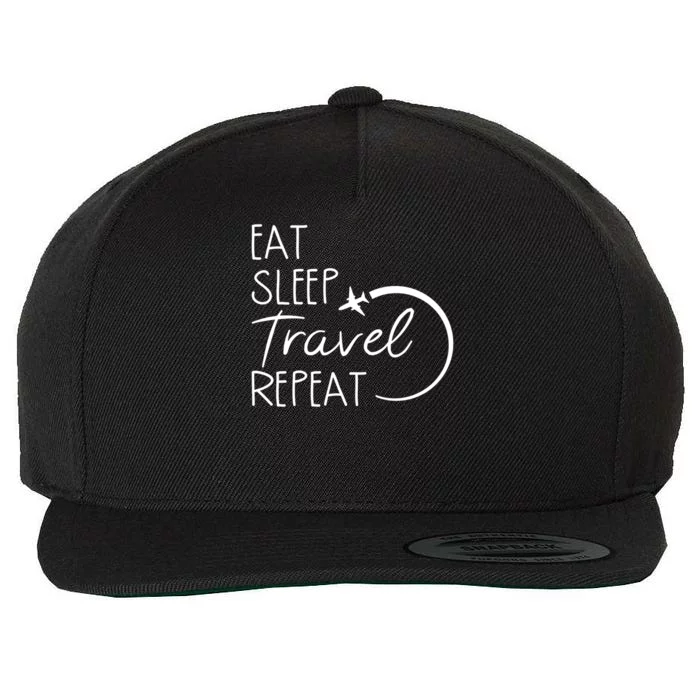 Eat Sleep Travel Repeat Vacation Wool Snapback Cap