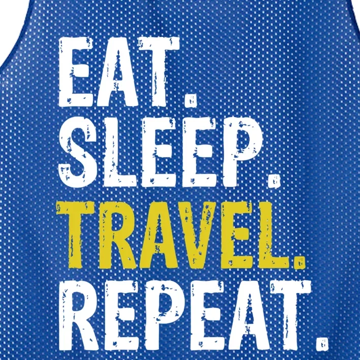 Eat Sleep Travel Repeat Traveler Gift Mesh Reversible Basketball Jersey Tank