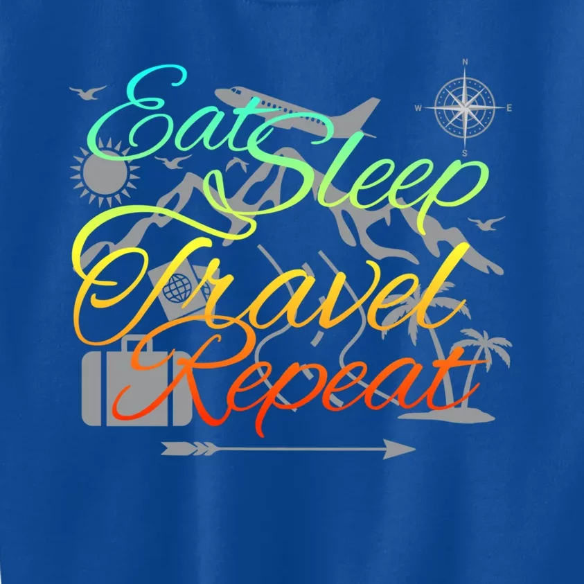 Eat Sleep Travel Repeat Traveler World Backpacker Adventure Gift Kids Sweatshirt