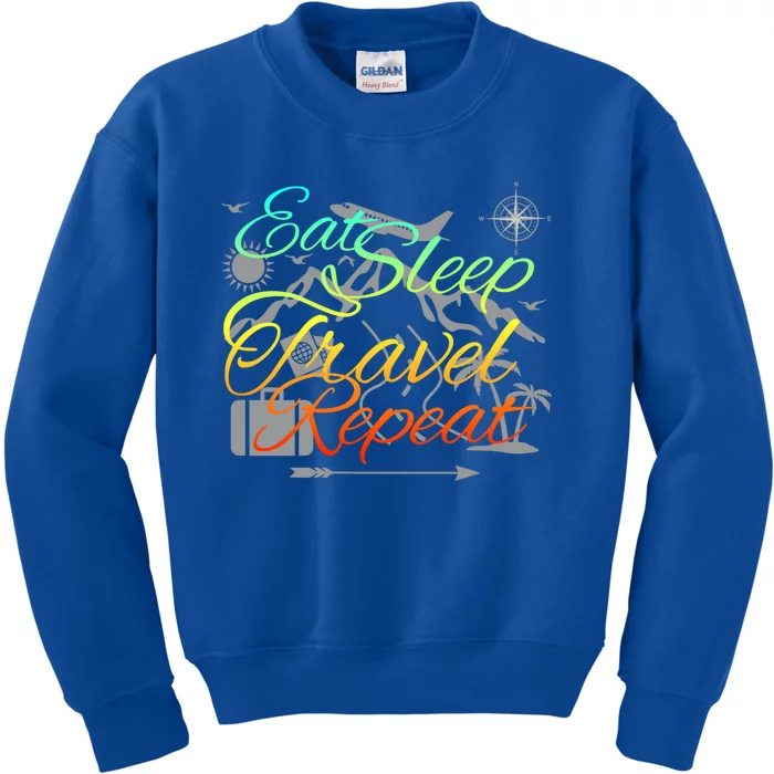 Eat Sleep Travel Repeat Traveler World Backpacker Adventure Gift Kids Sweatshirt