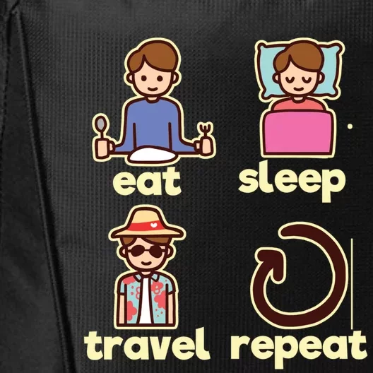 Eat Sleep Travel Repeat Traveling Camping Traveler World Gift City Backpack