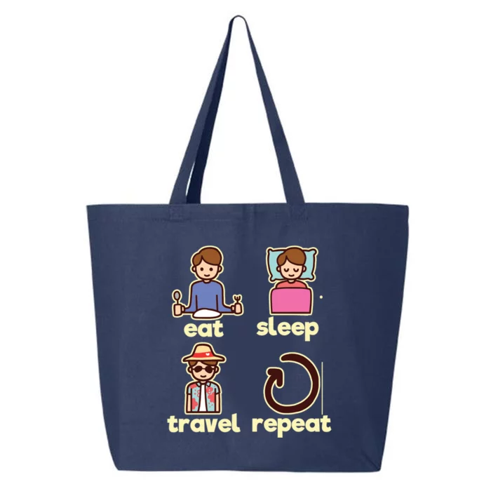 Eat Sleep Travel Repeat Traveling Camping Traveler World Gift 25L Jumbo Tote