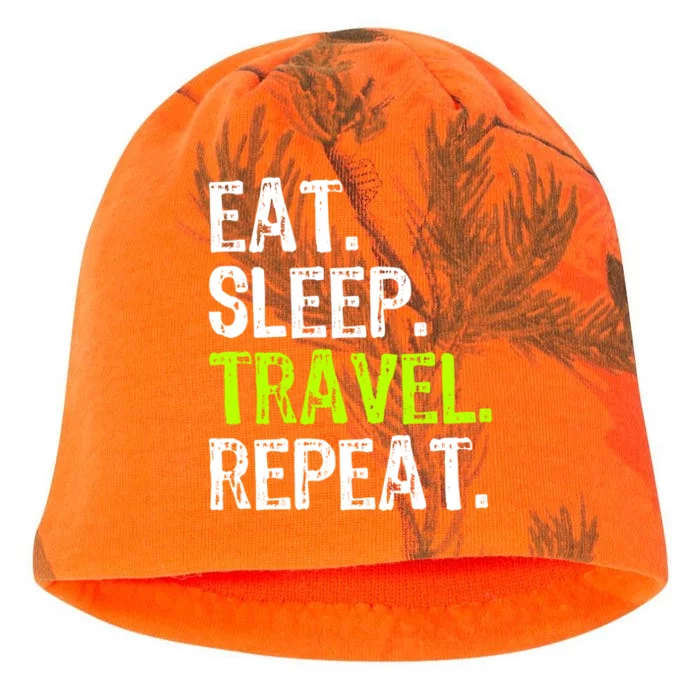 Eat Sleep Travel Repeat Travellng Traveler Funny Gift Kati - Camo Knit Beanie