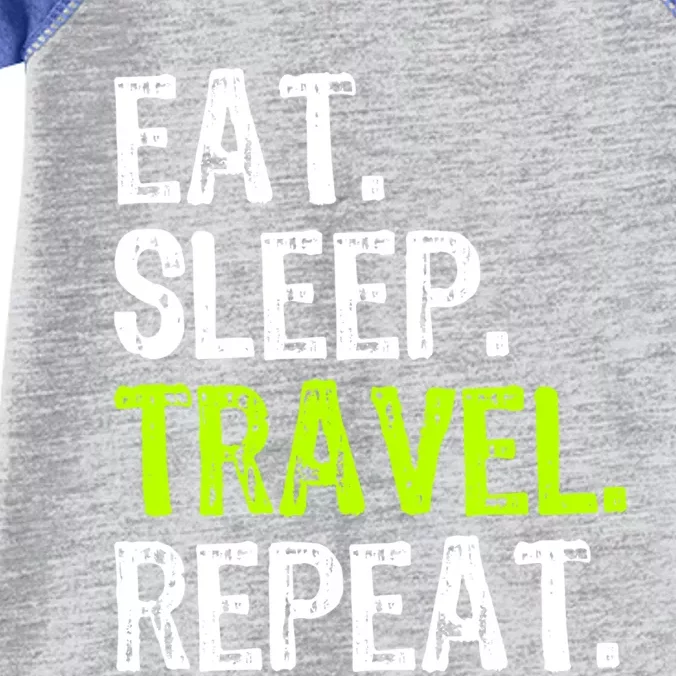 Eat Sleep Travel Repeat Travellng Traveler Funny Gift Infant Baby Jersey Bodysuit