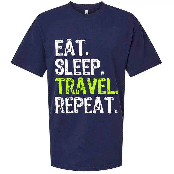 Eat Sleep Travel Repeat Travellng Traveler Funny Gift Sueded Cloud Jersey T-Shirt