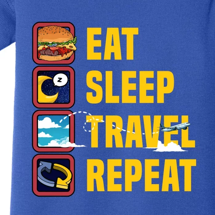 Eat Sleep Travel Repeat World Travel Lover Buddies Traveller Gift Baby Bodysuit