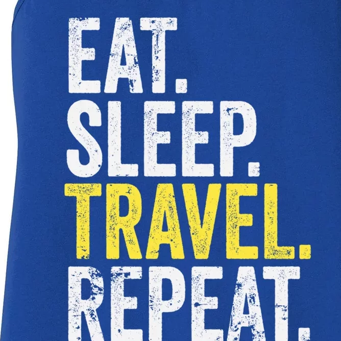 Eat Sleep Travel Repeat World Traveler Gift Women's Racerback Tank