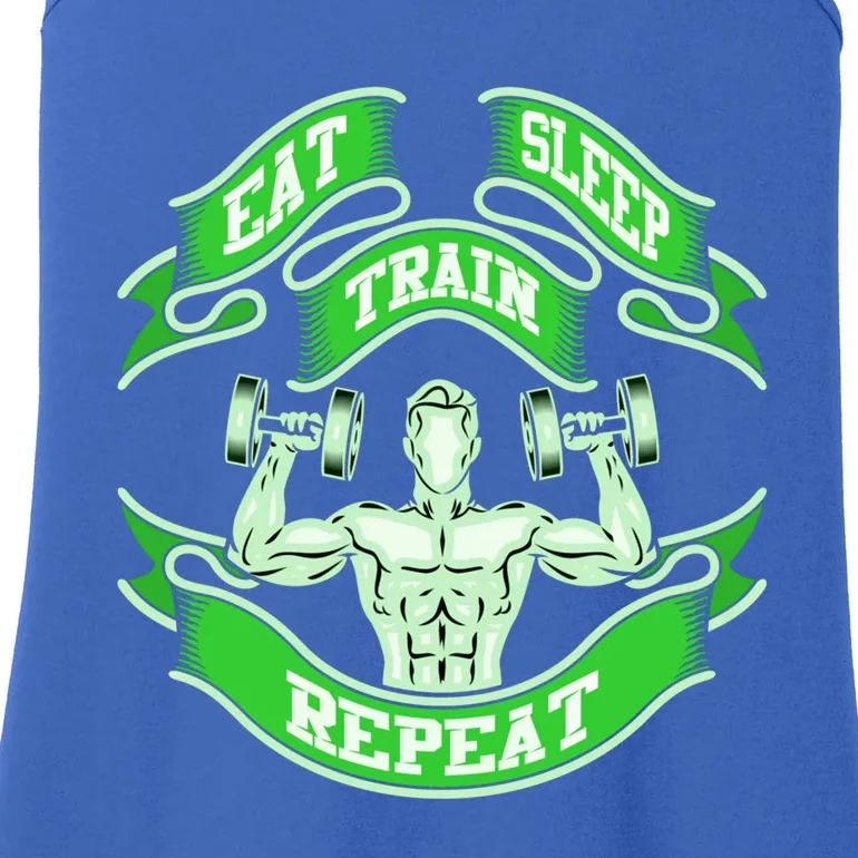 Eat Sleep Train Repeat Workout Gym Design Gift Idea Cool Gift Ladies Essential Tank