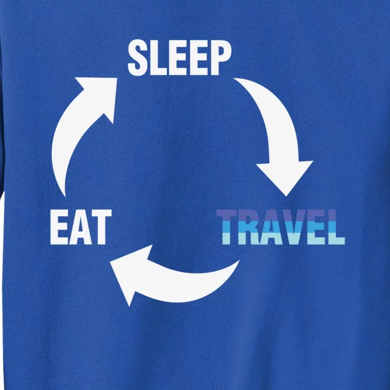 Eat Sleep Travel Repeat Funny Travelling Gift Tall Sweatshirt