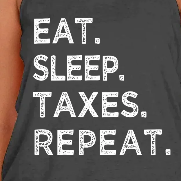 Eat Sleep Taxes Repeat Funny Tax Season Accountant T Women's Knotted Racerback Tank