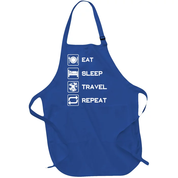 Eat Sleep Travel Repeat Gift Full-Length Apron With Pocket