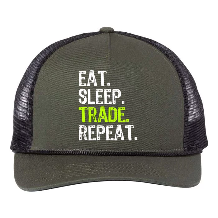 Eat Sleep Trade Repeat Day Stock Trading Trader Funny Gift Retro Rope Trucker Hat Cap