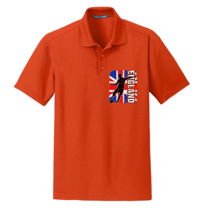 England Soccer Team British Flag Jersey Football Fans Dry Zone Grid Performance Polo