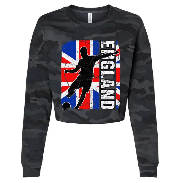 England Soccer Team British Flag Jersey Football Fans Cropped Pullover Crew