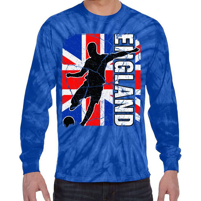 England Soccer Team British Flag Jersey Football Fans Tie-Dye Long Sleeve Shirt