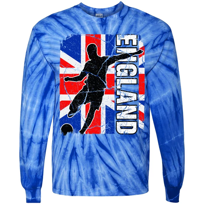 England Soccer Team British Flag Jersey Football Fans Tie-Dye Long Sleeve Shirt