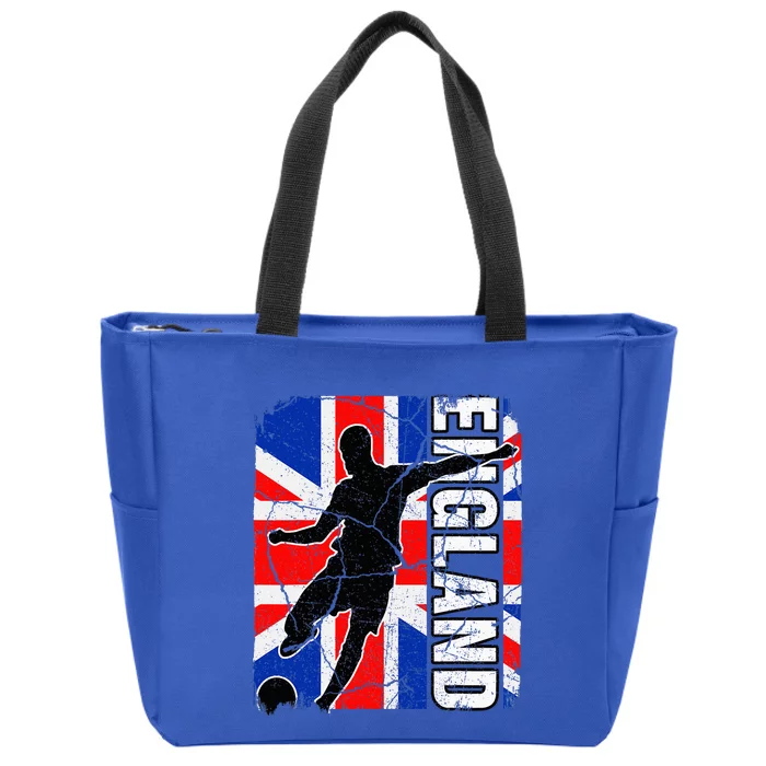 England Soccer Team British Flag Jersey Football Fans Zip Tote Bag