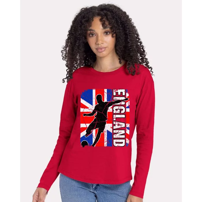 England Soccer Team British Flag Jersey Football Fans Womens Cotton Relaxed Long Sleeve T-Shirt