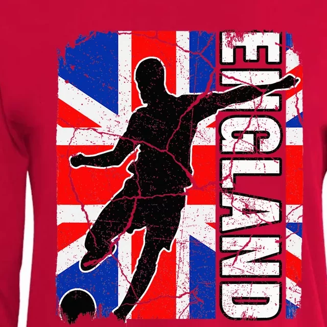 England Soccer Team British Flag Jersey Football Fans Womens Cotton Relaxed Long Sleeve T-Shirt