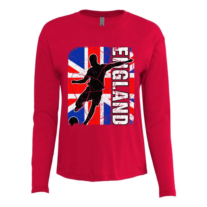 England Soccer Team British Flag Jersey Football Fans Womens Cotton Relaxed Long Sleeve T-Shirt