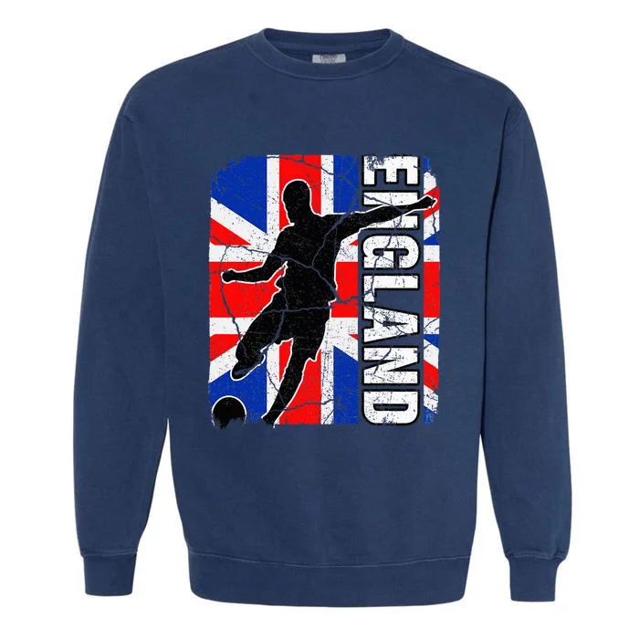 England Soccer Team British Flag Jersey Football Fans Garment-Dyed Sweatshirt