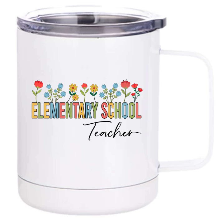 Eletary School Teacher Wildflowers Back To School Gift Front & Back 12oz Stainless Steel Tumbler Cup