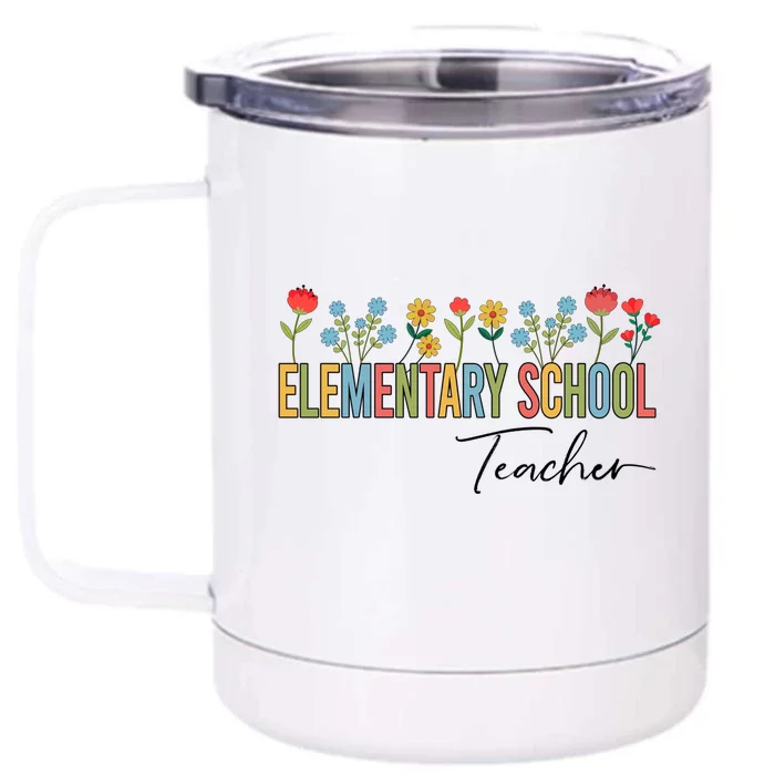 Eletary School Teacher Wildflowers Back To School Gift Front & Back 12oz Stainless Steel Tumbler Cup