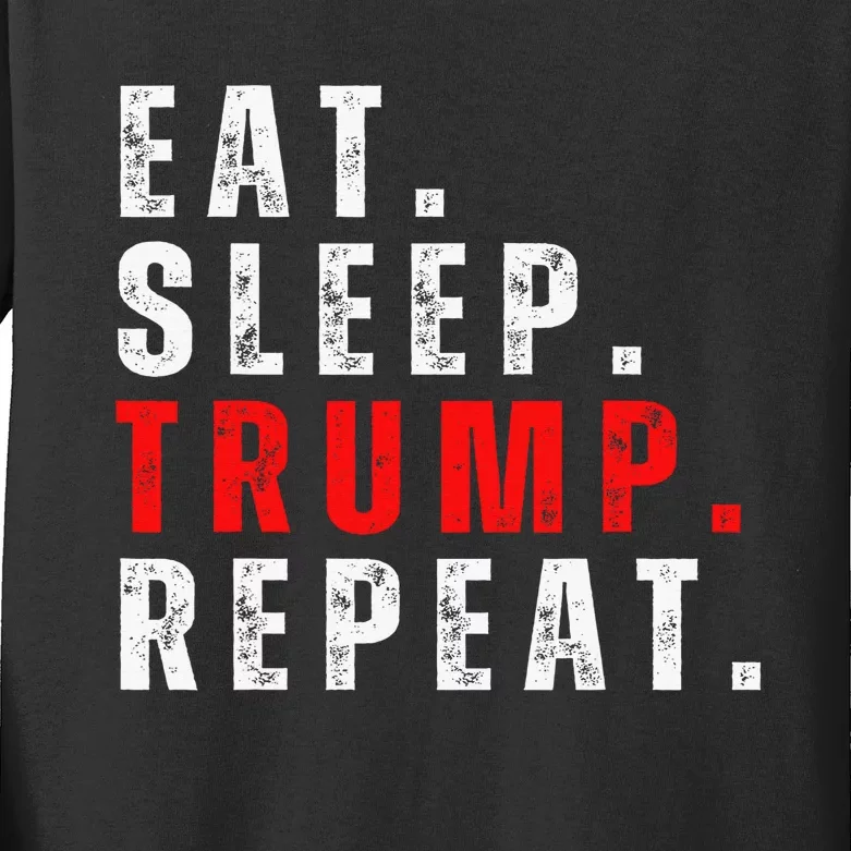 Eat Sleep Trump Repeat For President Trump 2024 Reelection Kids Long Sleeve Shirt