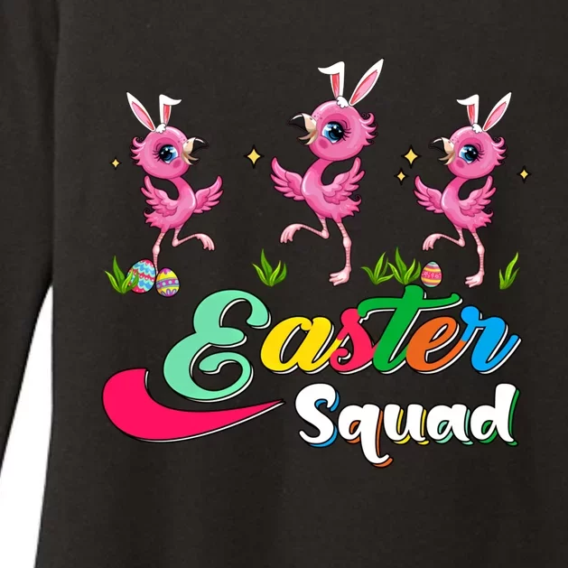 Easter Squad Three Cute Bunnies Flamingos Chocolate Eggs Funny Gift Womens CVC Long Sleeve Shirt