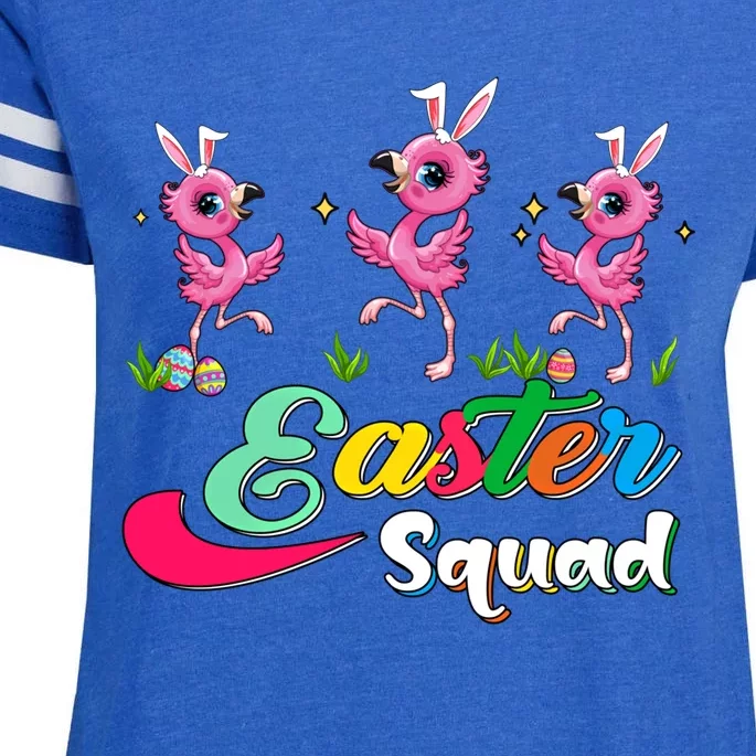 Easter Squad Three Cute Bunnies Flamingos Chocolate Eggs Funny Gift Enza Ladies Jersey Football T-Shirt