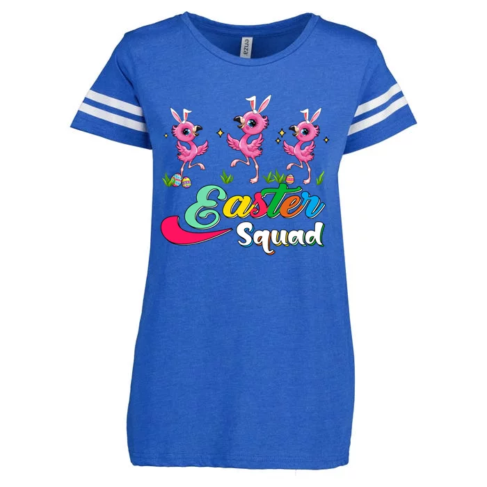 Easter Squad Three Cute Bunnies Flamingos Chocolate Eggs Funny Gift Enza Ladies Jersey Football T-Shirt