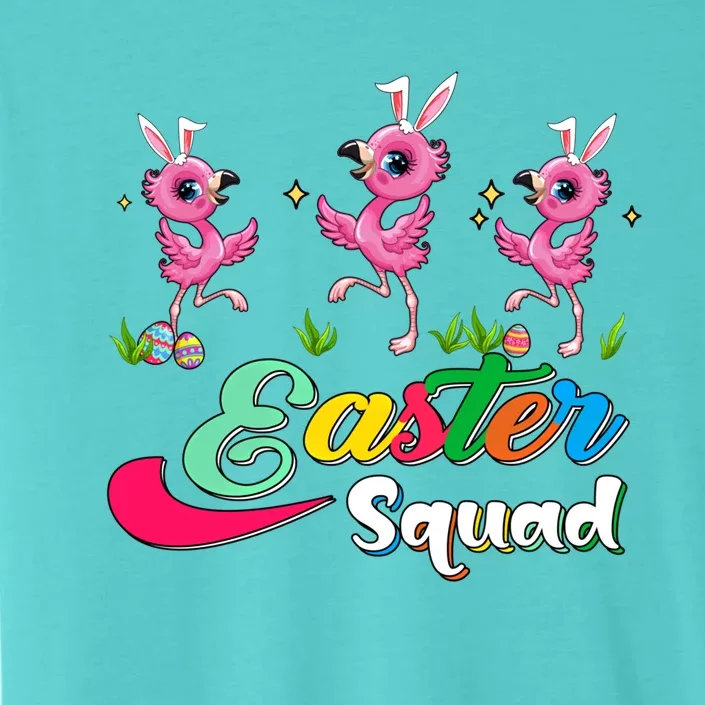 Easter Squad Three Cute Bunnies Flamingos Chocolate Eggs Funny Gift ChromaSoft Performance T-Shirt