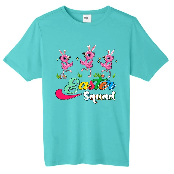 Easter Squad Three Cute Bunnies Flamingos Chocolate Eggs Funny Gift ChromaSoft Performance T-Shirt