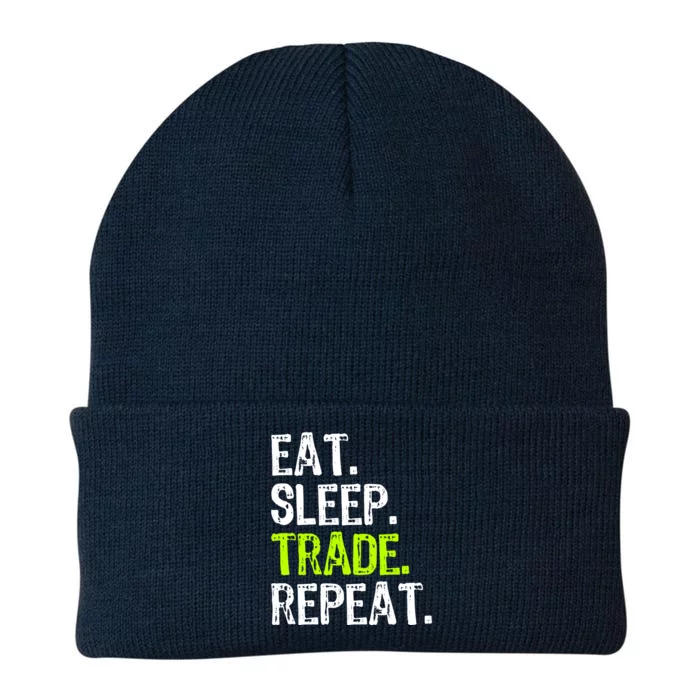 Eat Sleep Trade Repeat Day Stock Trading Trader Funny Gift Knit Cap Winter Beanie