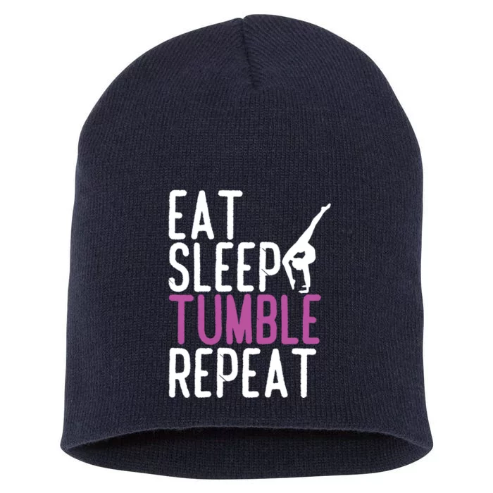 Eat Sleep Tumble Repeat Gymnastics Gymnast Quote Gift Short Acrylic Beanie