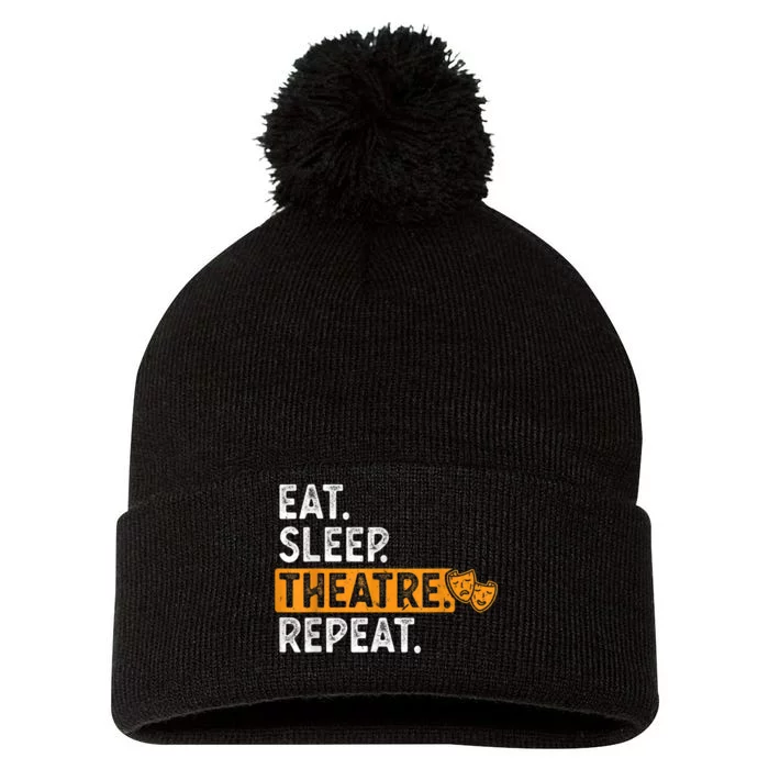 Eat Sleep Theatre Repeat Theater Pom Pom 12in Knit Beanie