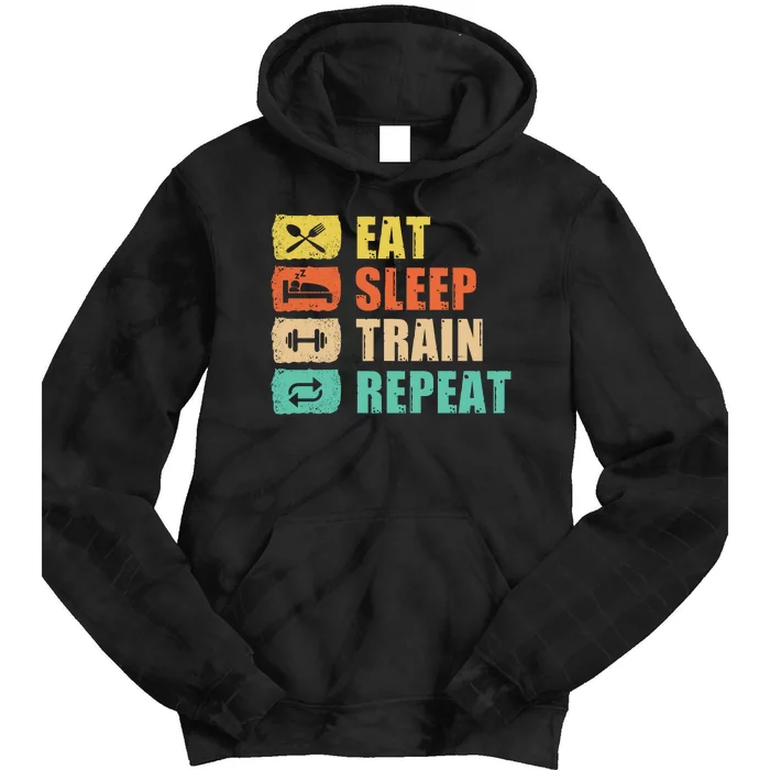 Eat Sleep Train Repeat Tie Dye Hoodie