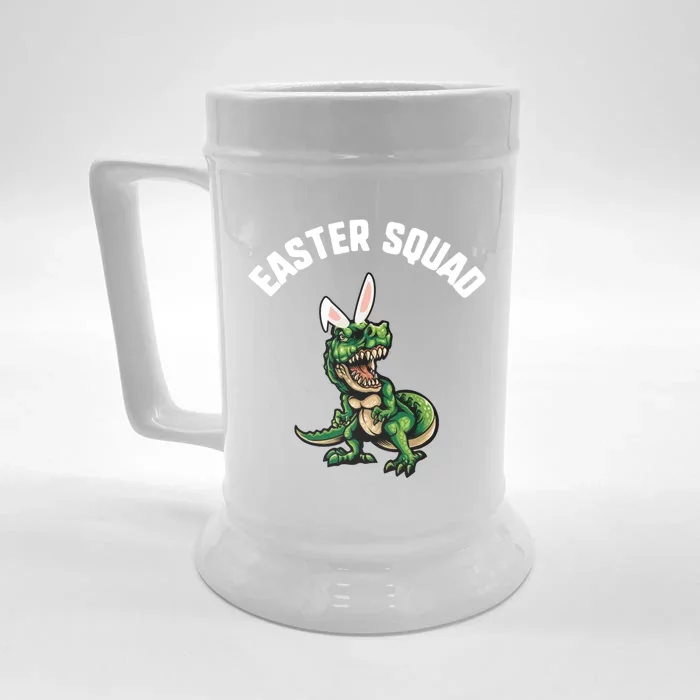 Easter Squad Trex Dinosaur Bunny Ears Gift Front & Back Beer Stein