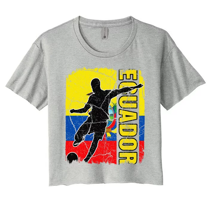 Ecuadorian Soccer Team Ecuador Flag Jersey Football Fans Women's Crop Top Tee